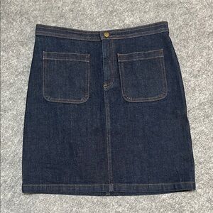 A.P.C. Rue Madame Paris Dark Blue Denim Mini Skirt with Front Patch Pockets